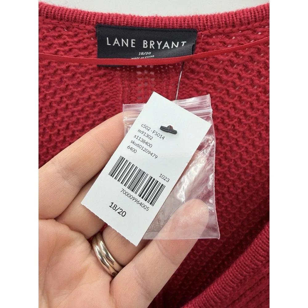 Lane Bryant Womens Plus Size 18/20 Long Sleeve V Neck Cable Knit Soft Sweater